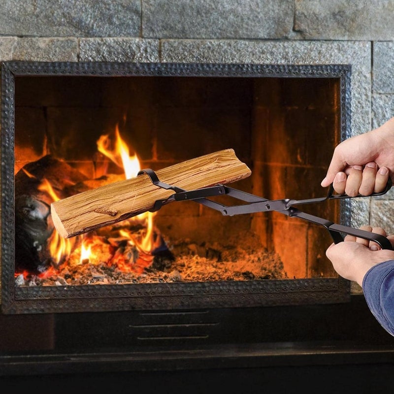 ويوبلز ملقط حطب للمدفأة، ملقط حطب | ملقط حطب للمدفأة مع حافظة من الجلد الصناعي، ملقط مدفأة للتخييم، ألسنة مدفأة، أدوات موقد نار للتخييم في الهواء الطلق لموقد الحطب/النيران المفتوحة/الفحم - Image 5